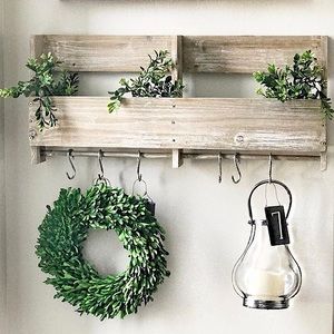 Wood Shelf with Hooks